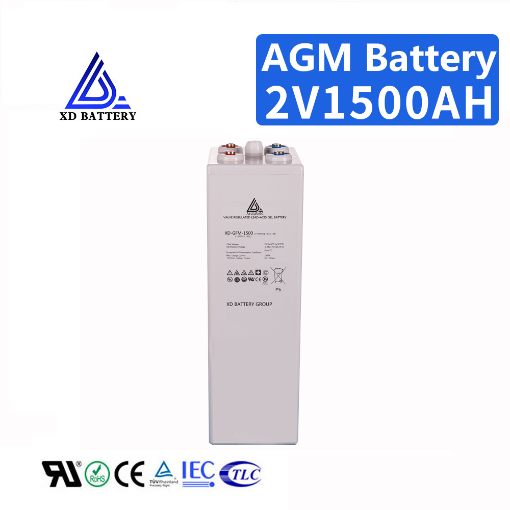 High Capacity Lead Acid 2V 1500AH Solar Gel Battery