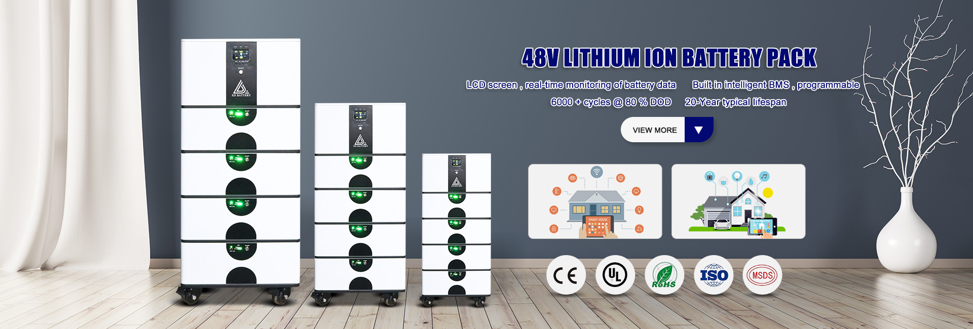 51.2V 100Ah Server Rack Lithium LiFePO4 Battery BMS Deep Cycle LCD