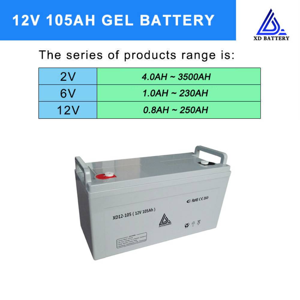12V 105AH Solar Gel Deep Cycle AGM Battery