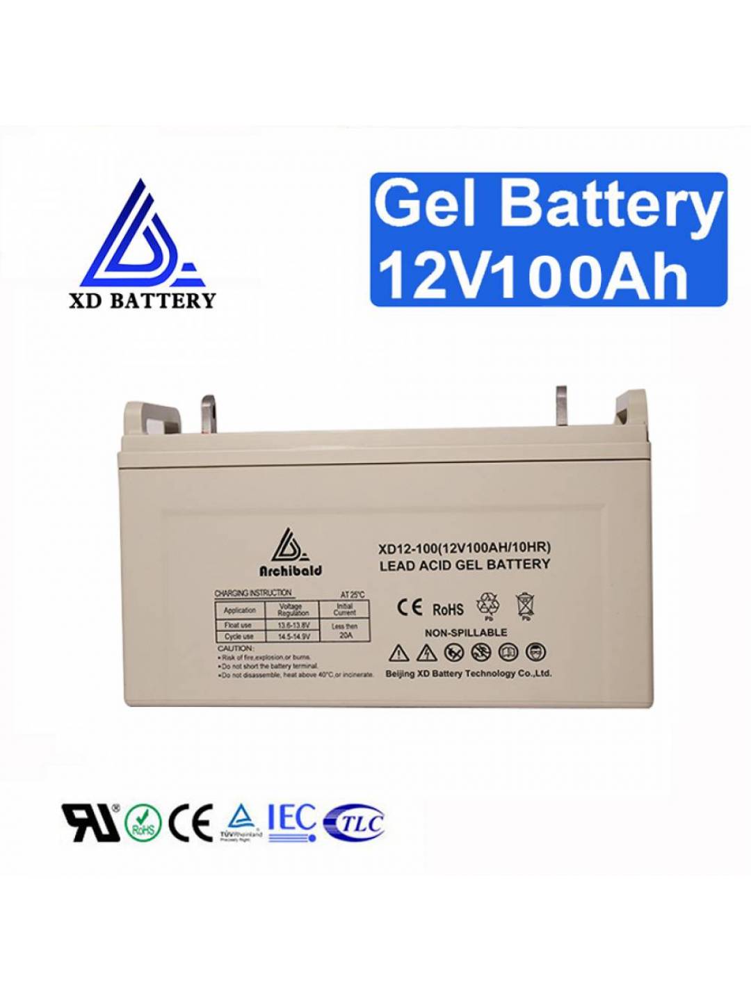 12V 100AH Solar Gel Battery Deep Cycle Battery Maintenance Free