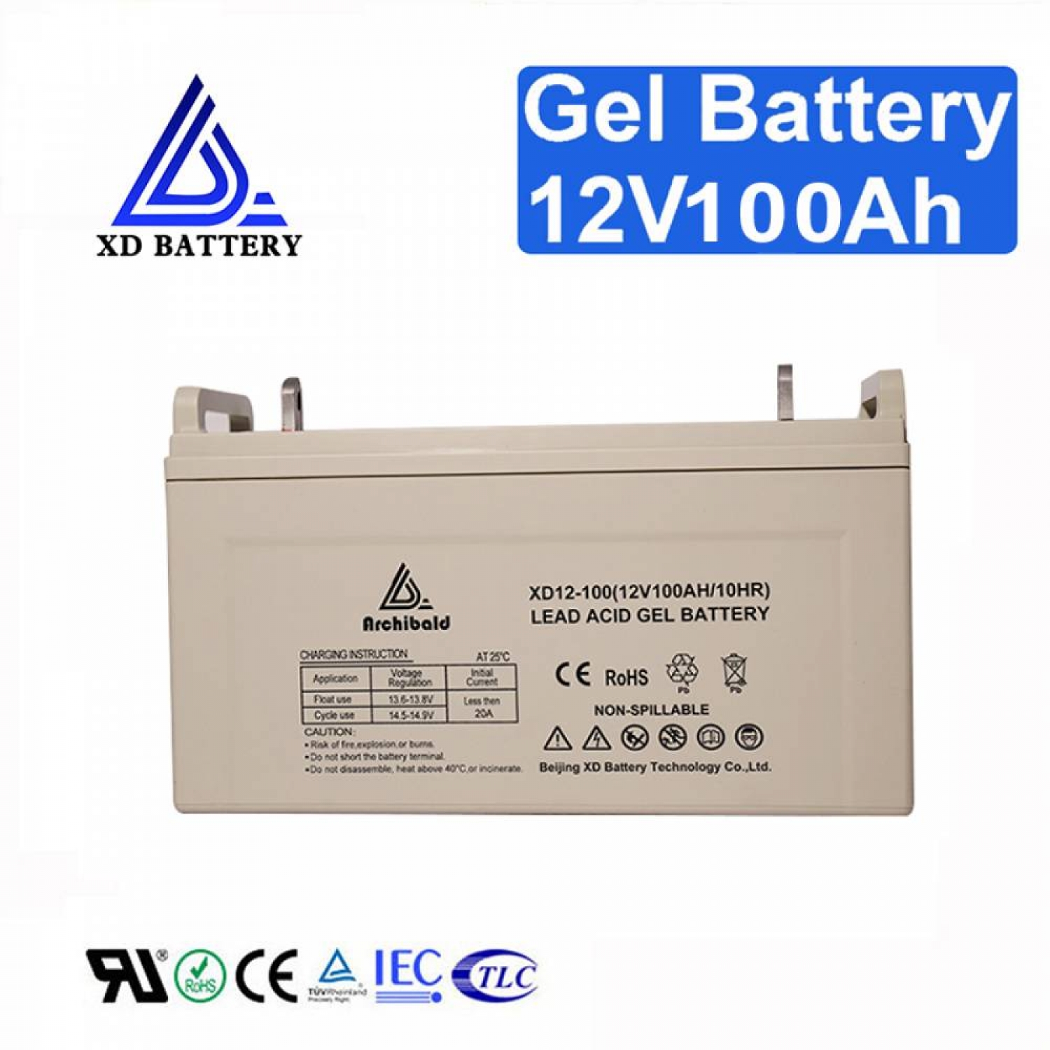 12V 100AH Solar Gel Battery Deep Cycle Battery Maintenance Free