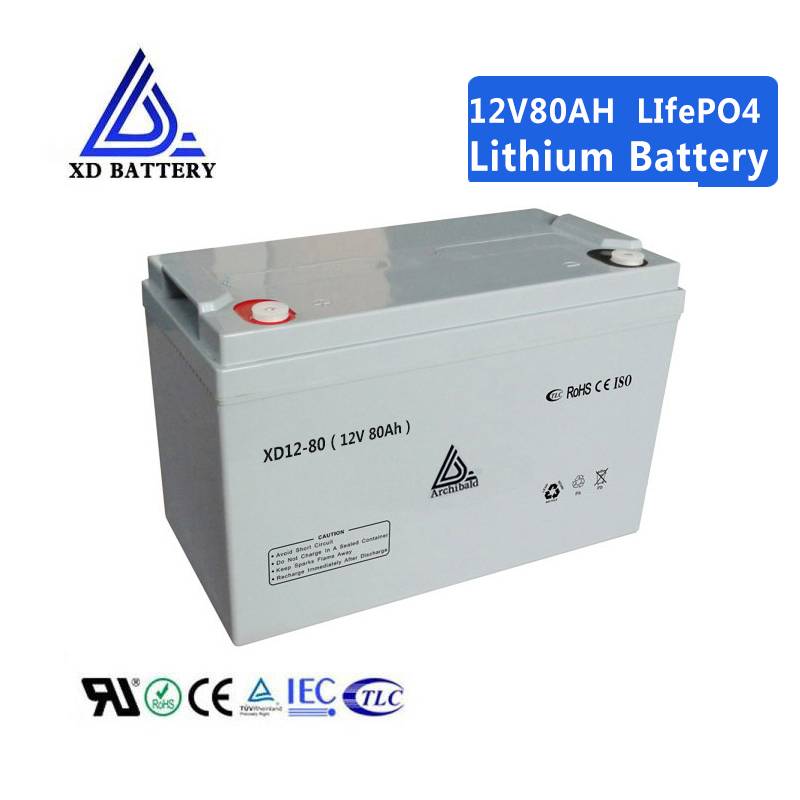 12V 80AH Lithium Lifepo4 Solar Battery Rechargeable Deep Cycle